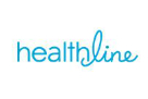 Healthline light blue text on white background