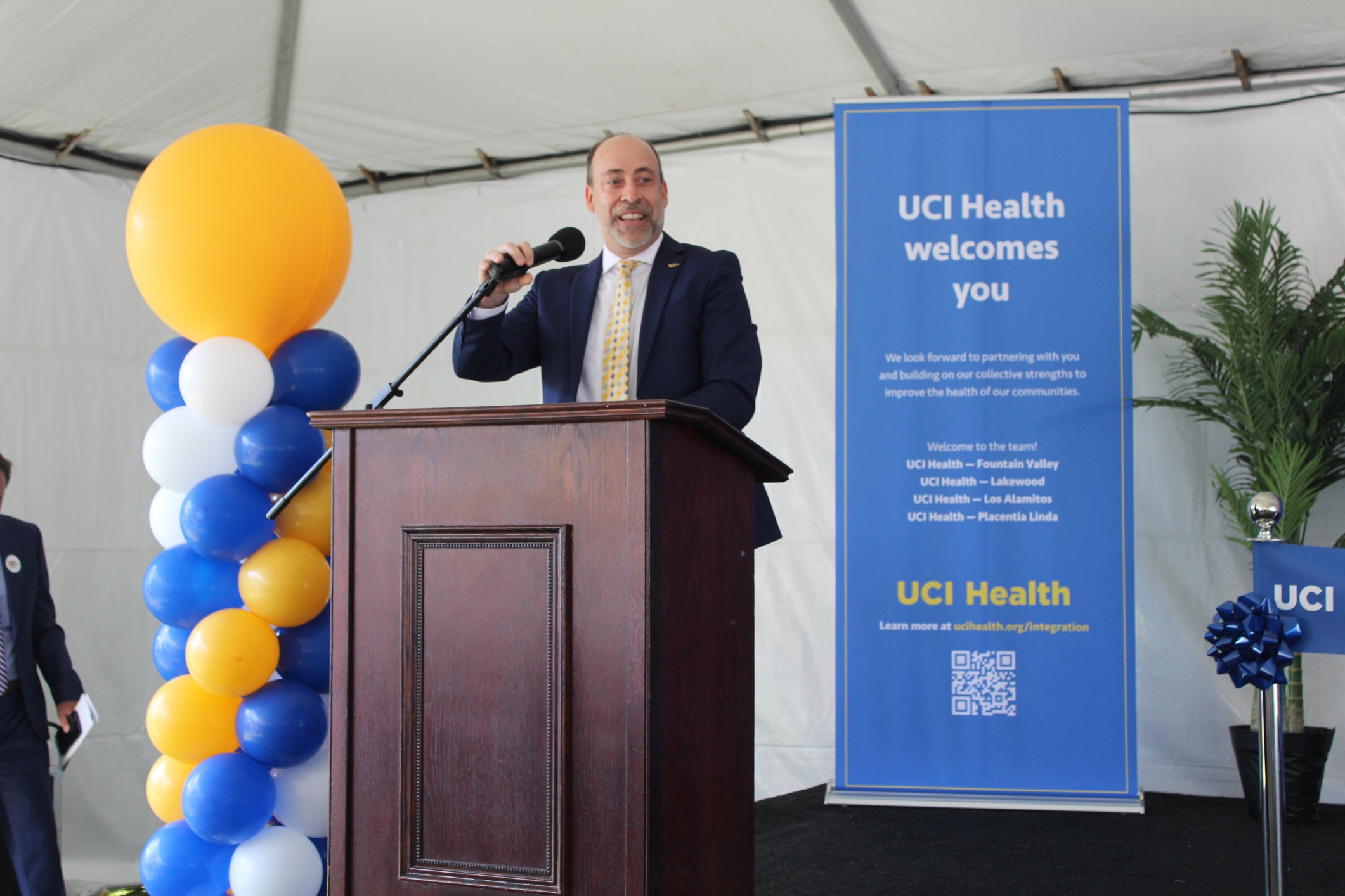UCI Health CEO Chad Lefteris speaks at Fountain Valley
